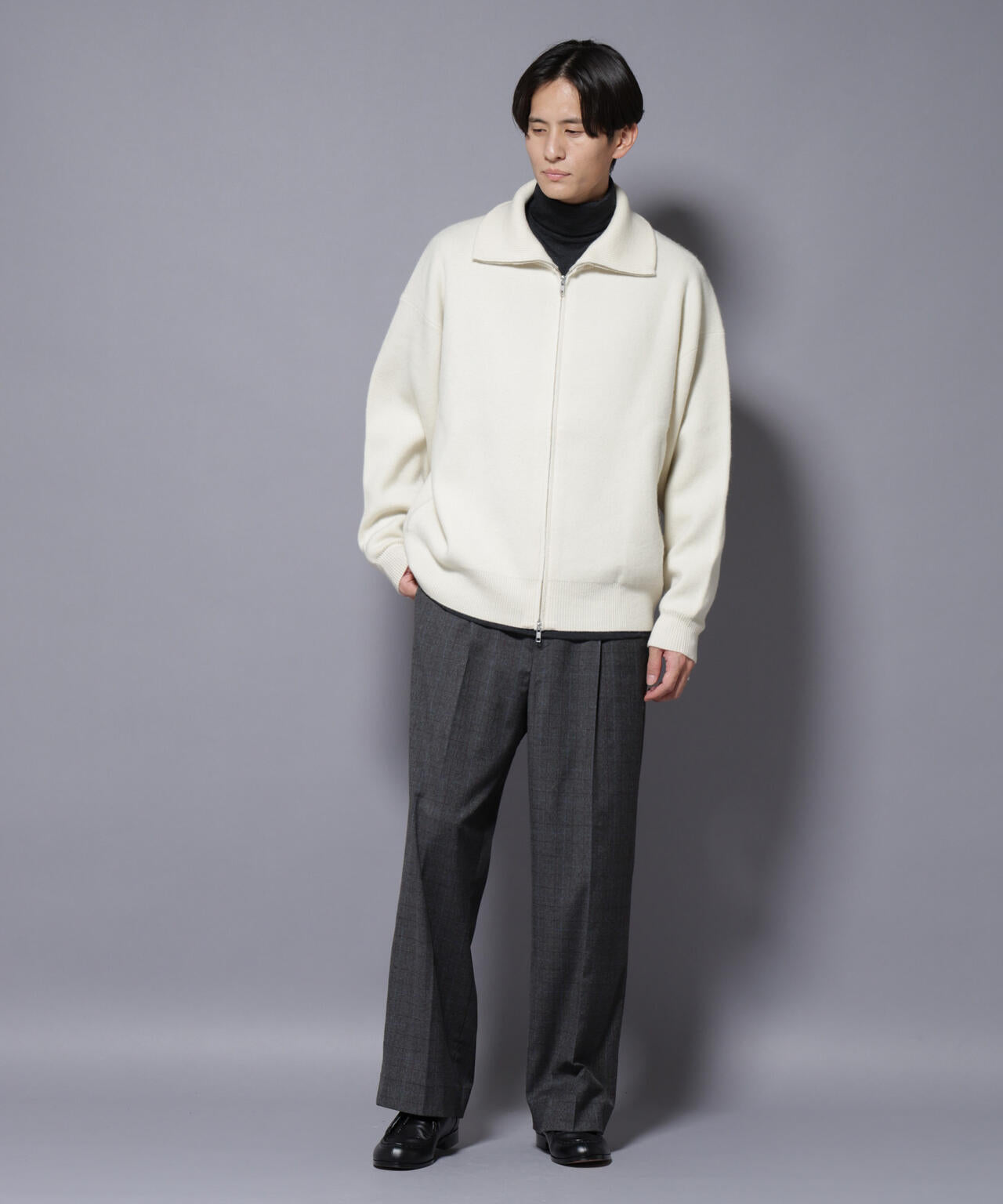 ウールカシミヤドライバーズニット