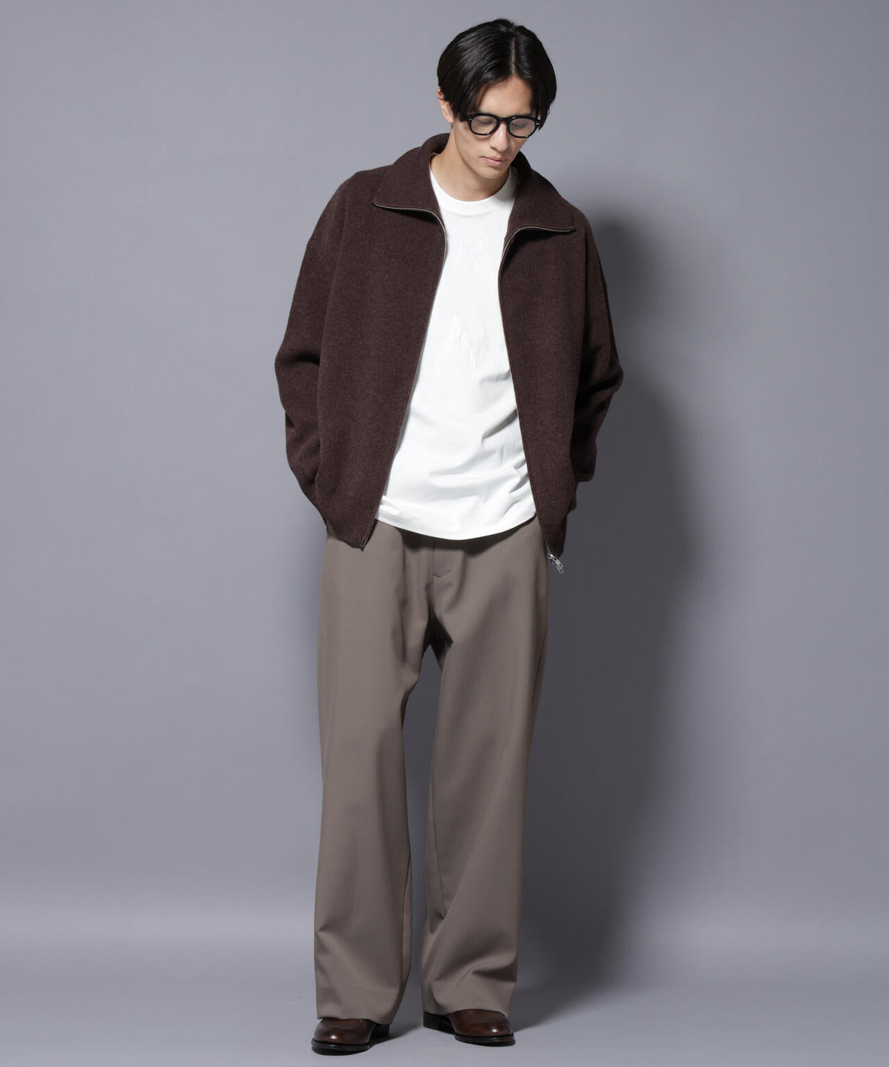 ウールカシミヤドライバーズニット