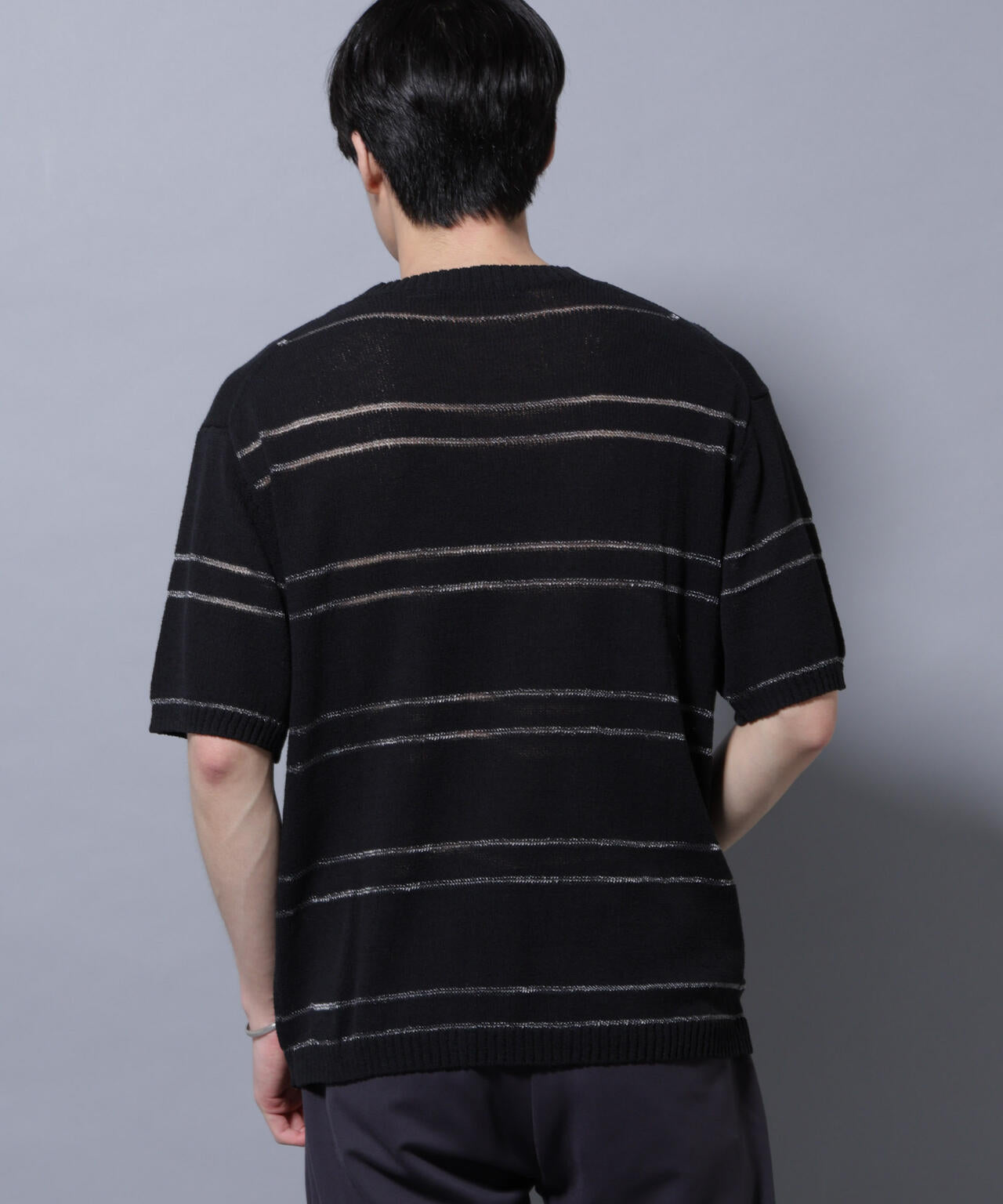 ブークレーラメボーダー ニットTシャツ