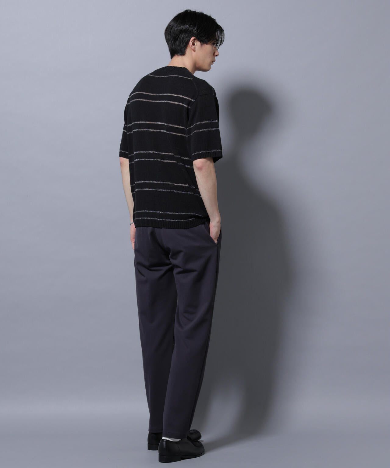 ブークレーラメボーダー ニットTシャツ