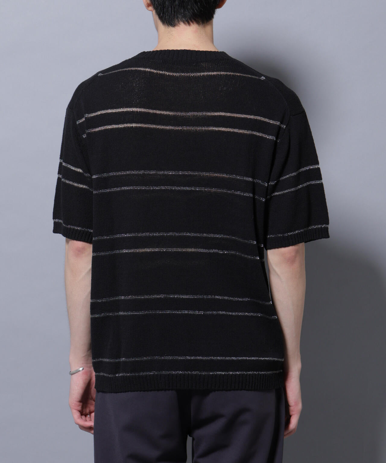 ブークレーラメボーダー ニットTシャツ