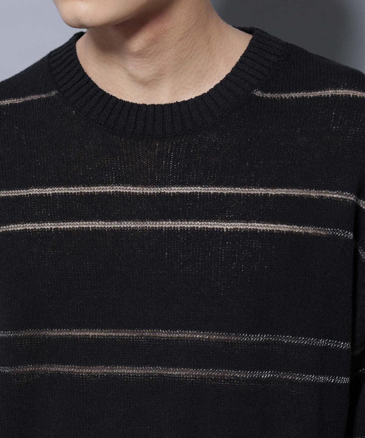 ブークレーラメボーダー ニットTシャツ