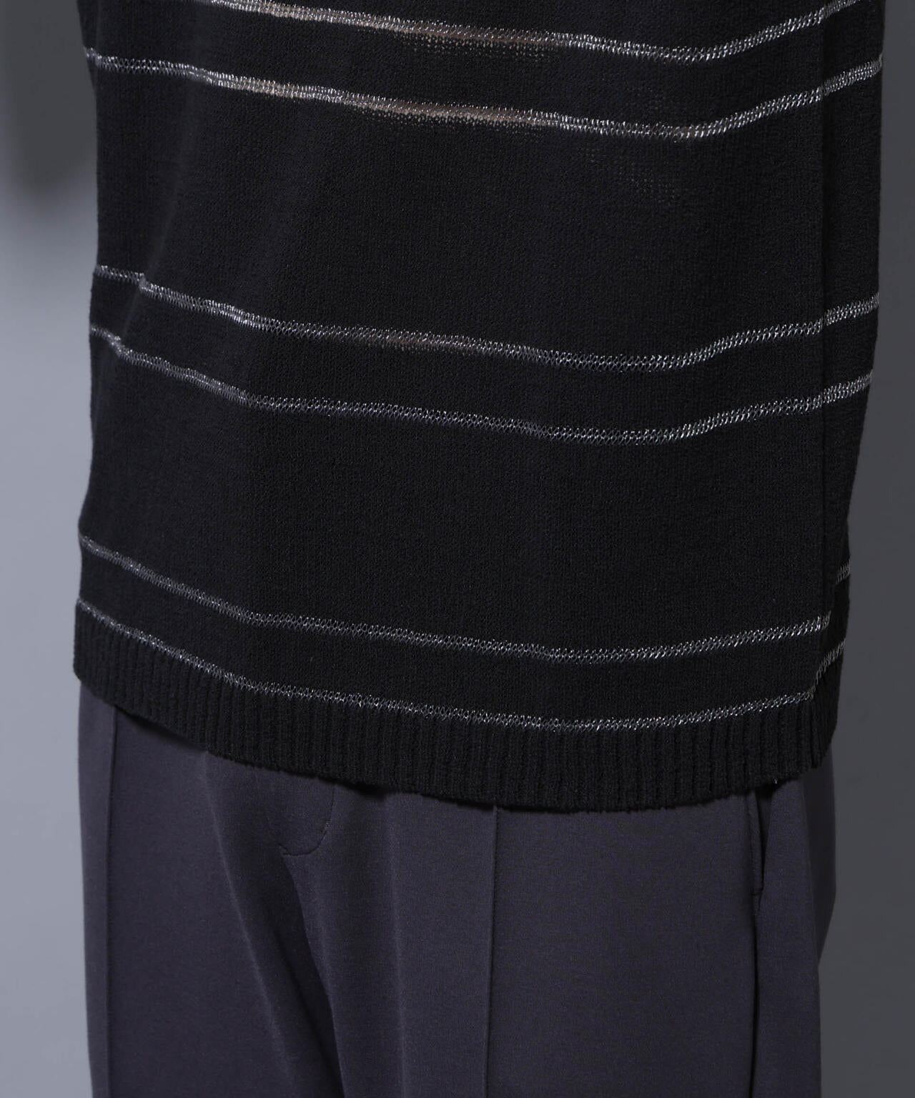 ブークレーラメボーダー ニットTシャツ