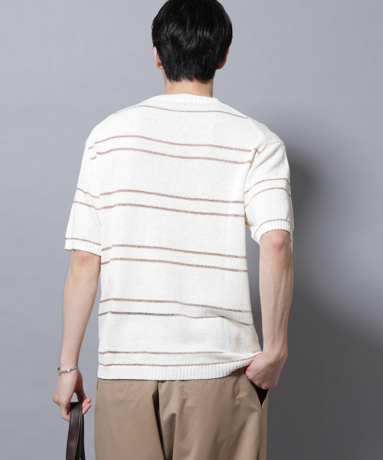 ブークレーラメボーダー ニットTシャツ