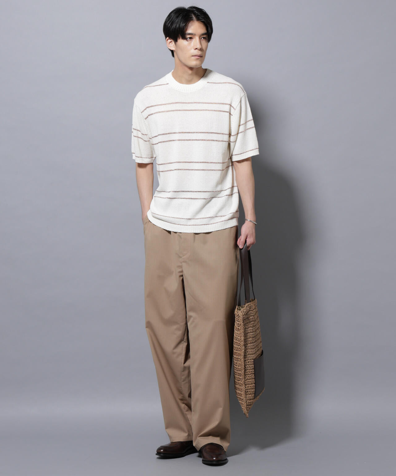 ブークレーラメボーダー ニットTシャツ