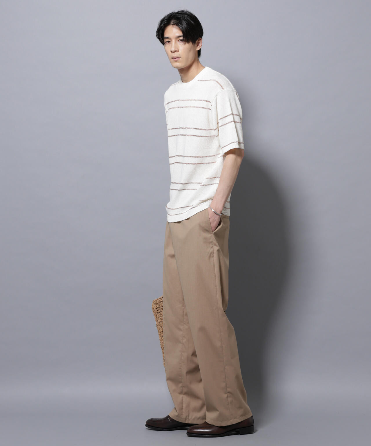 ブークレーラメボーダー ニットTシャツ