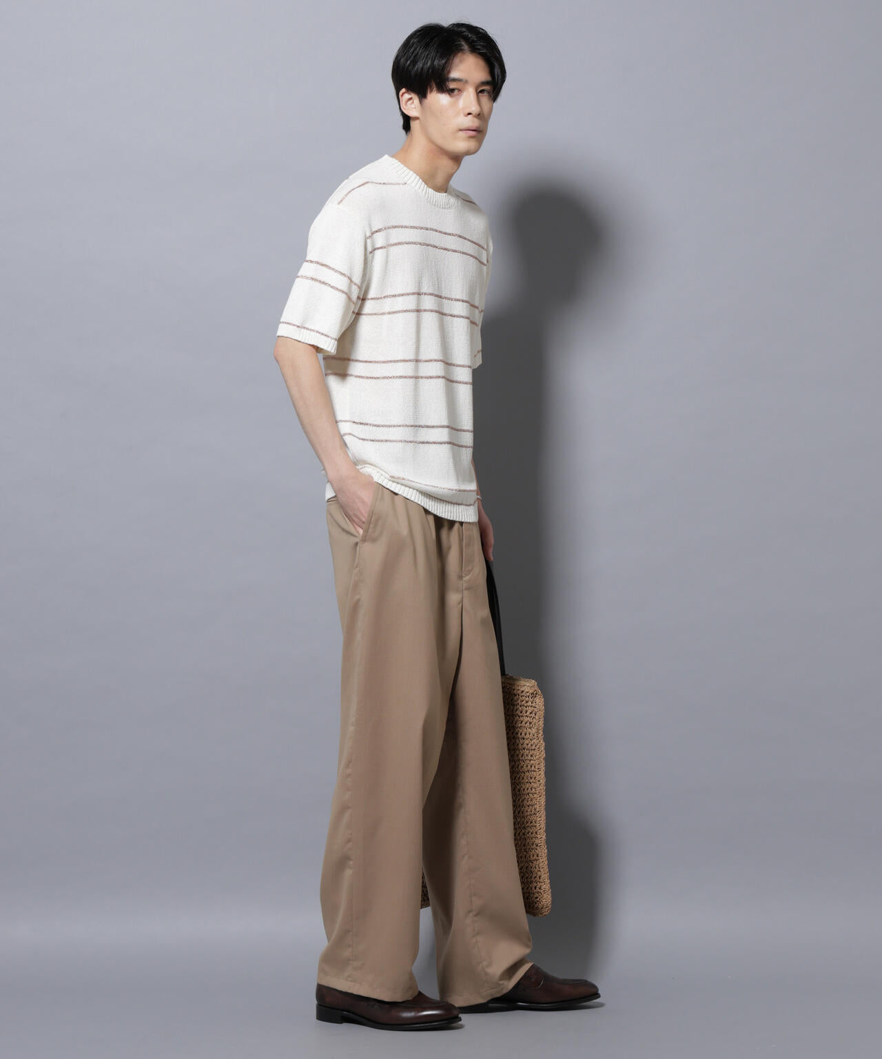 ブークレーラメボーダー ニットTシャツ