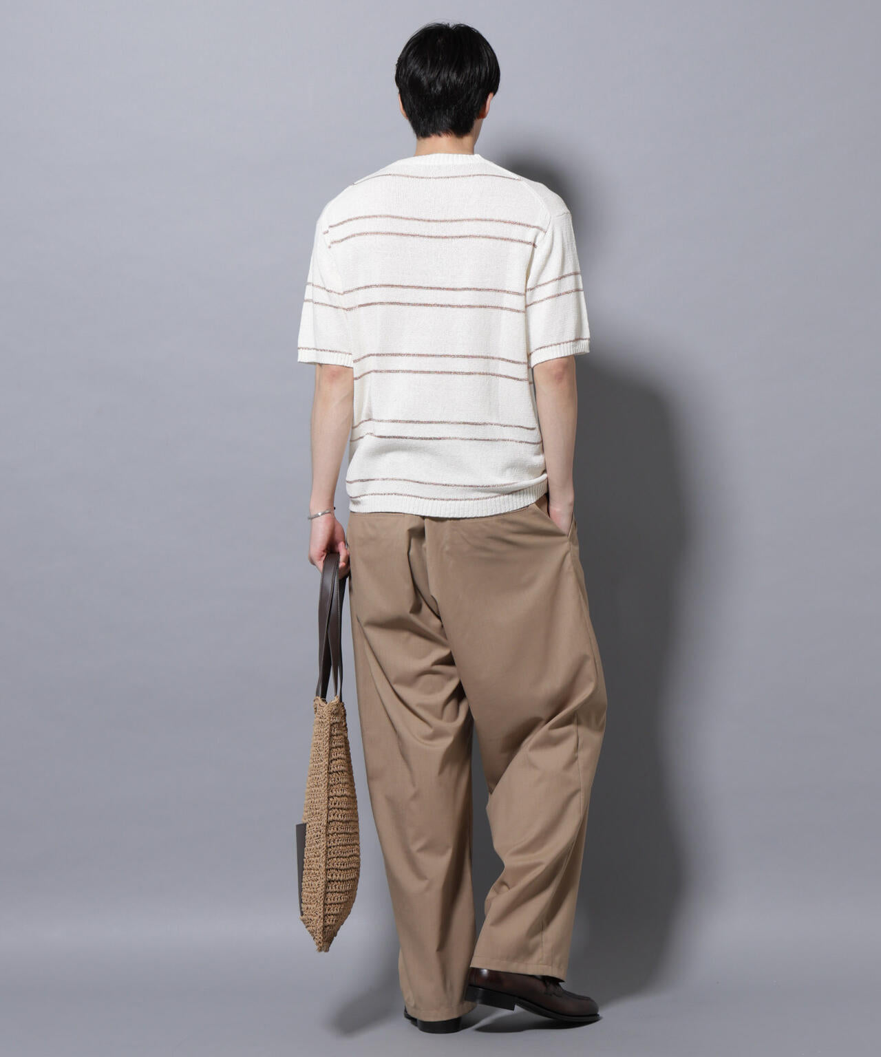 ブークレーラメボーダー ニットTシャツ