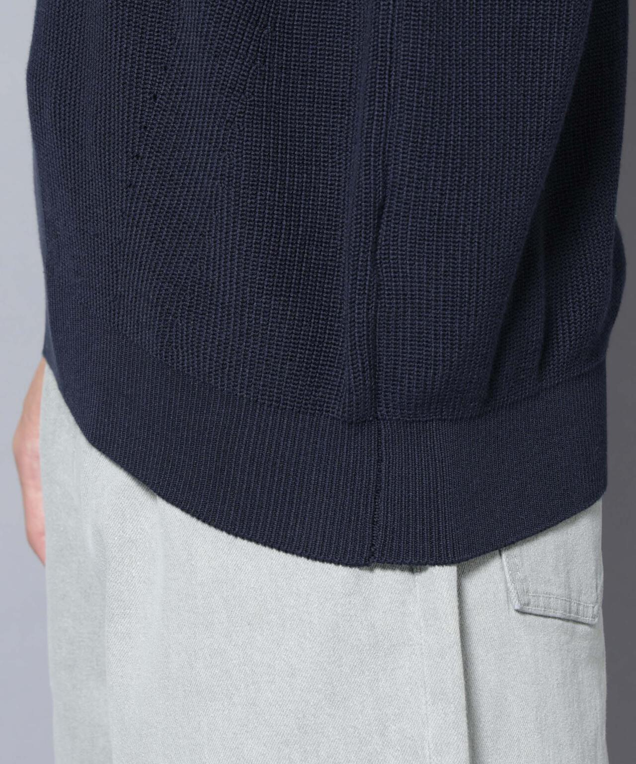 マーセライズコットン 畦クルーネックニット