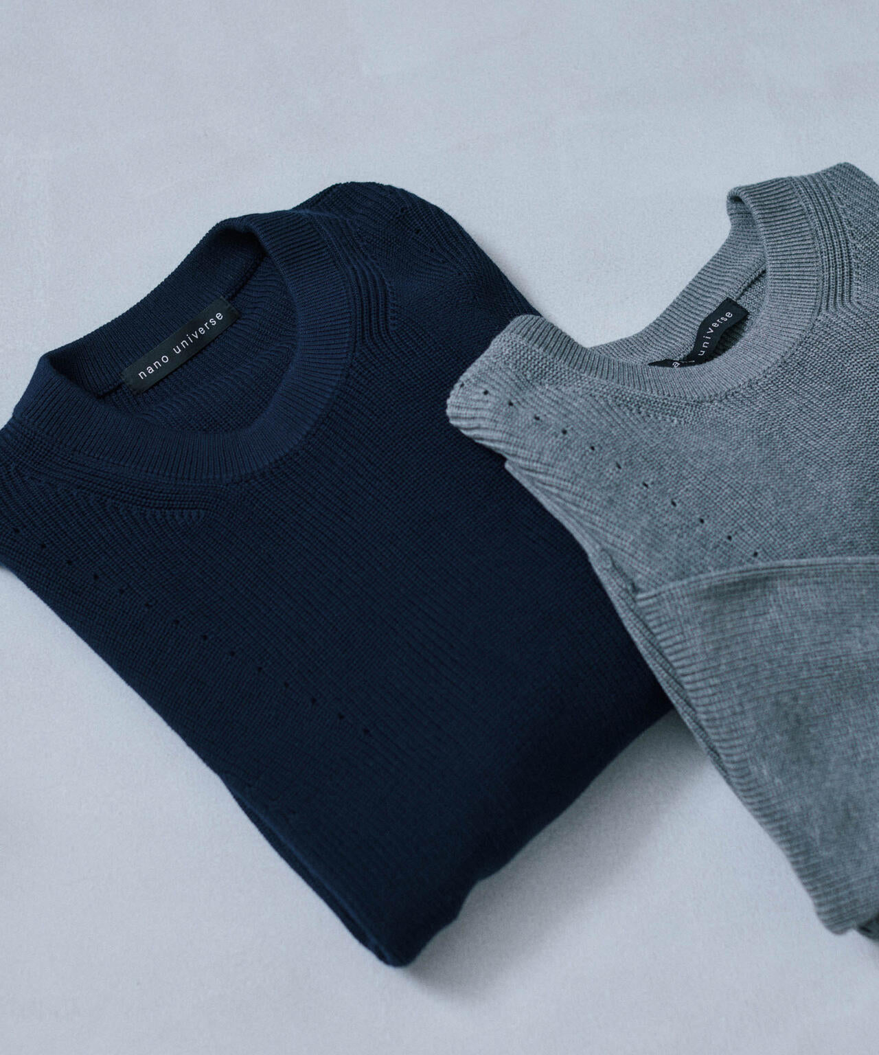マーセライズコットン 畦クルーネックニット