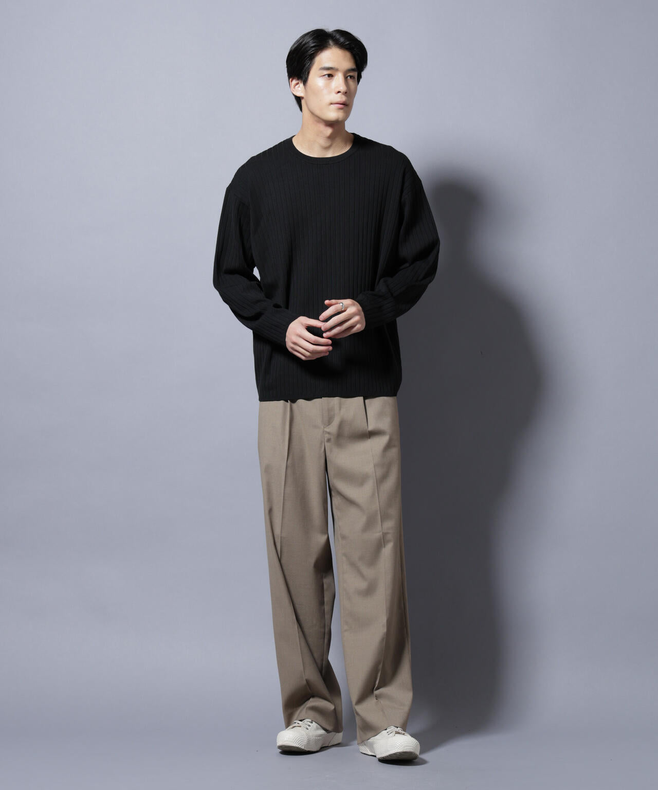 CICA&UVカット リブニットクルーネック