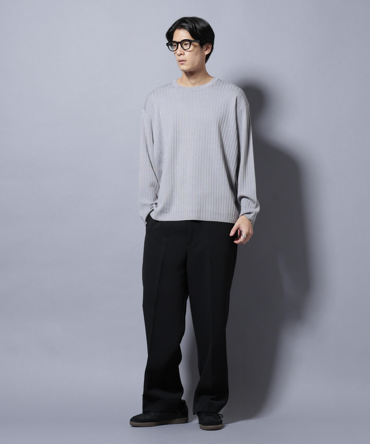 CICA&UVカット リブニットクルーネック