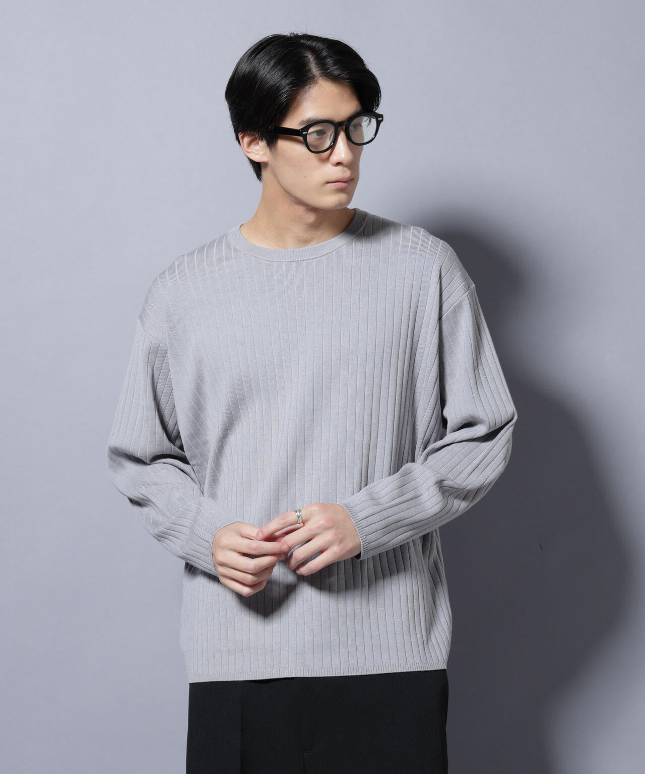 CICA&UVカット リブニットクルーネック