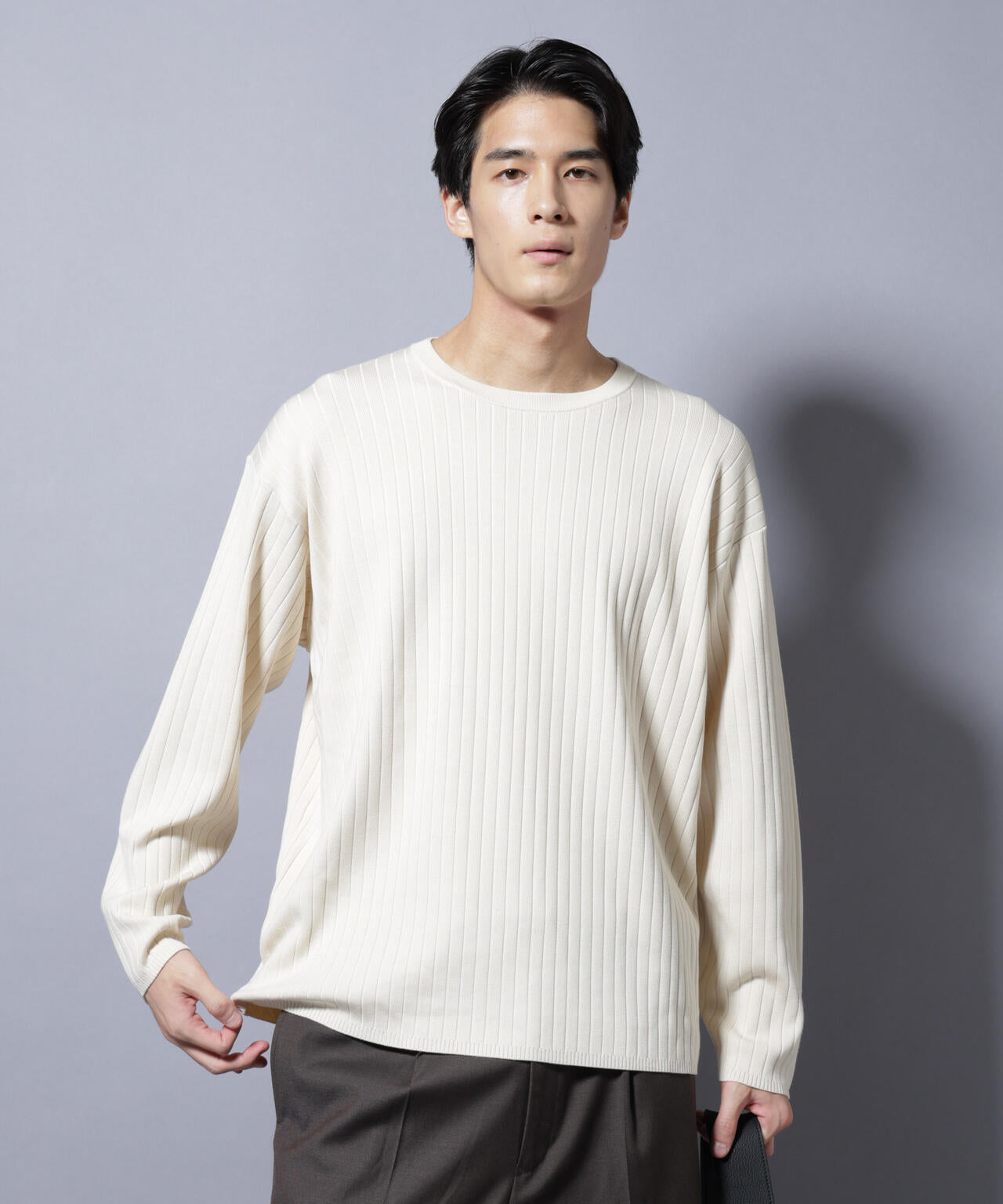 CICA&UVカット リブニットクルーネック