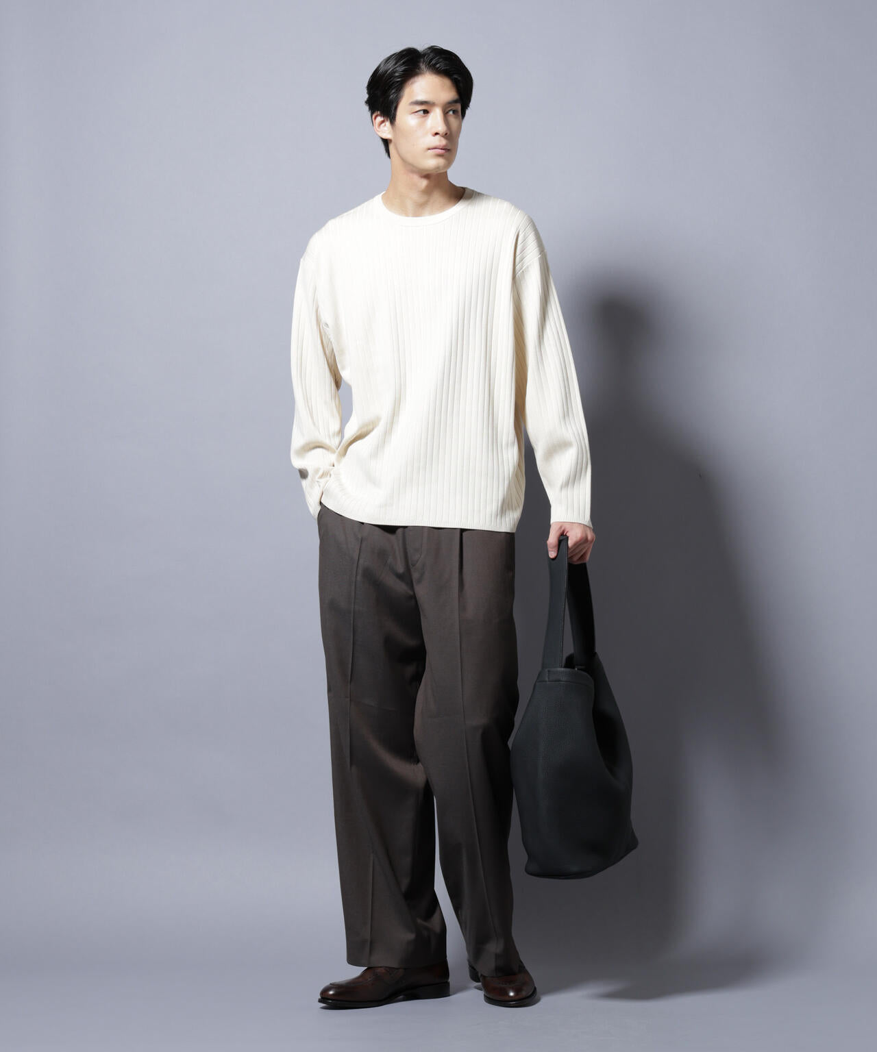 CICA&UVカット リブニットクルーネック