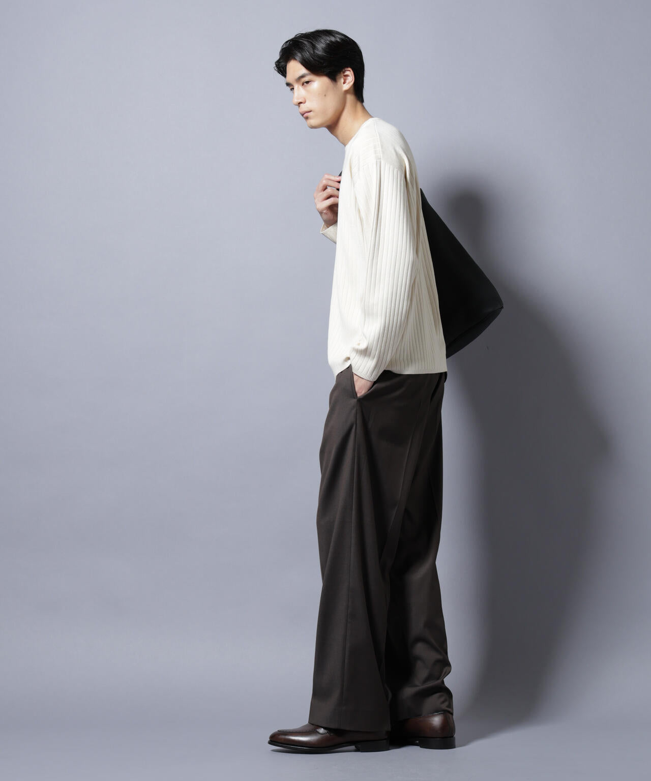 CICA&UVカット リブニットクルーネック