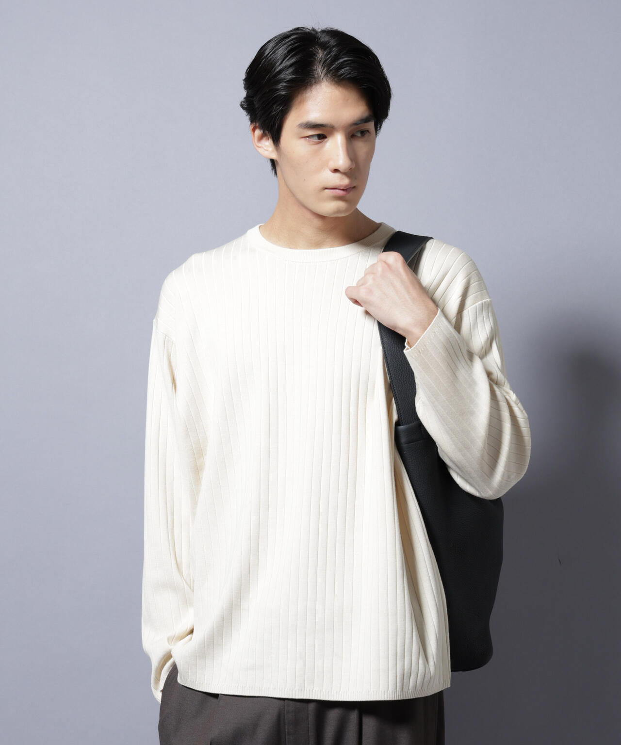 CICA&UVカット リブニットクルーネック