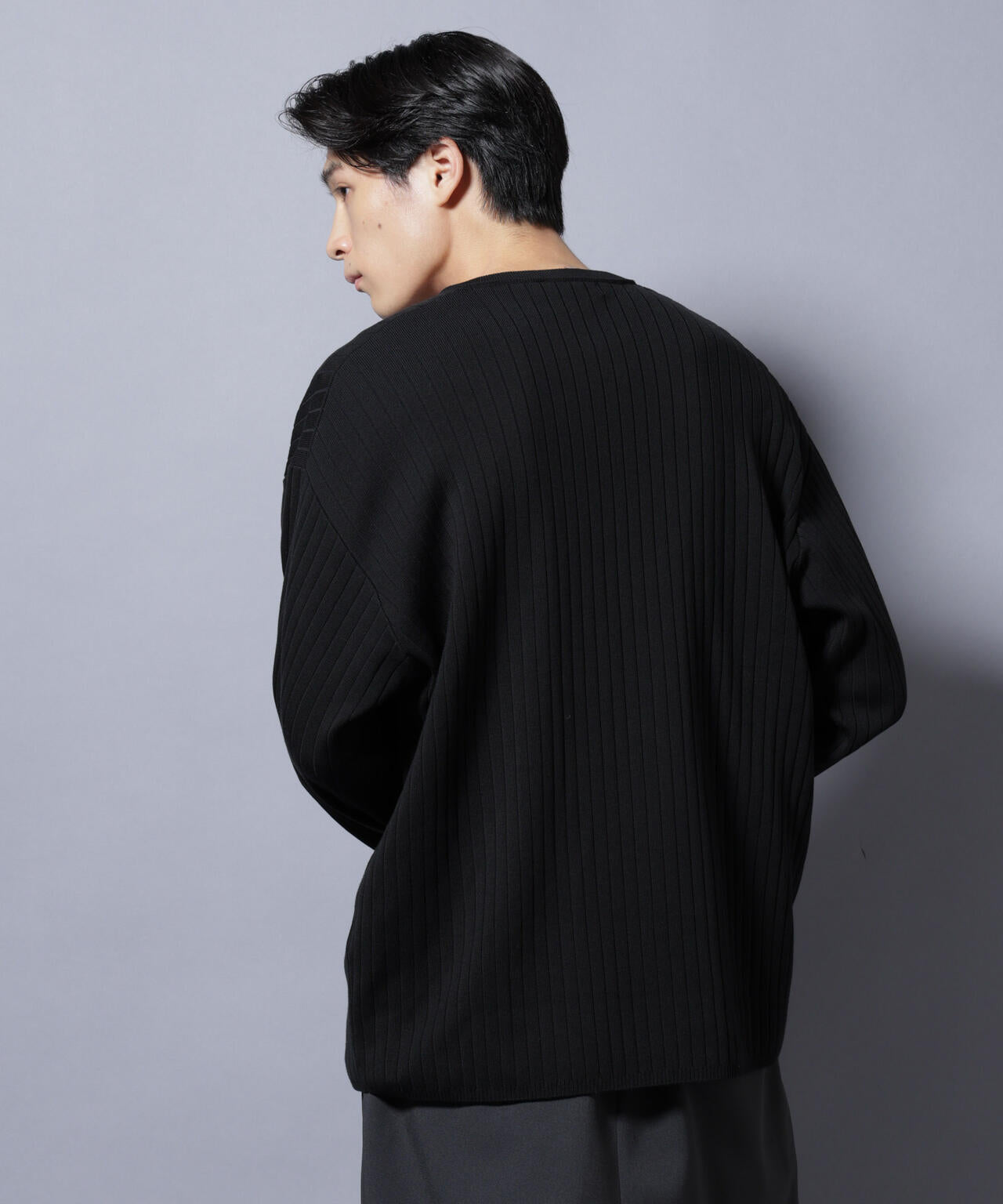 CICA&UVカット リブニットVネック