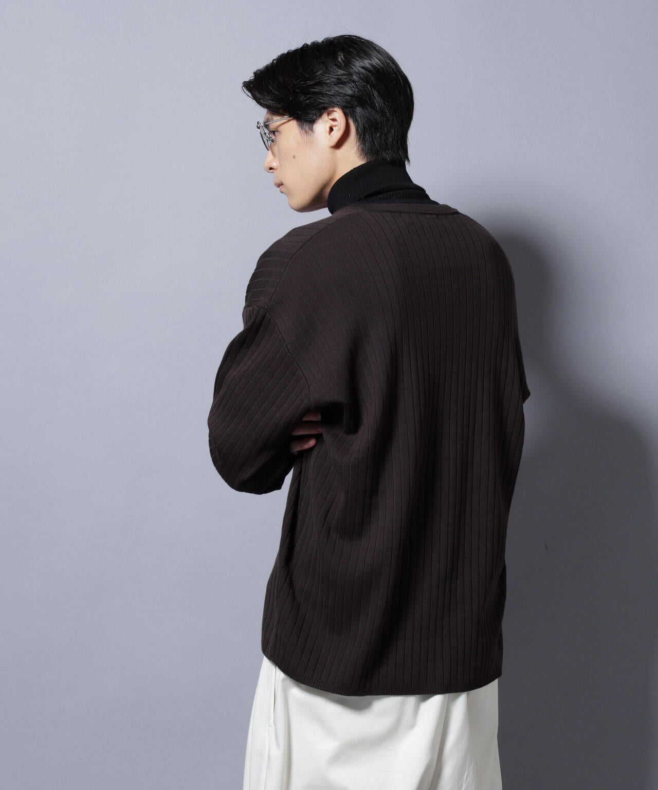 CICA&UVカット リブニットVネック