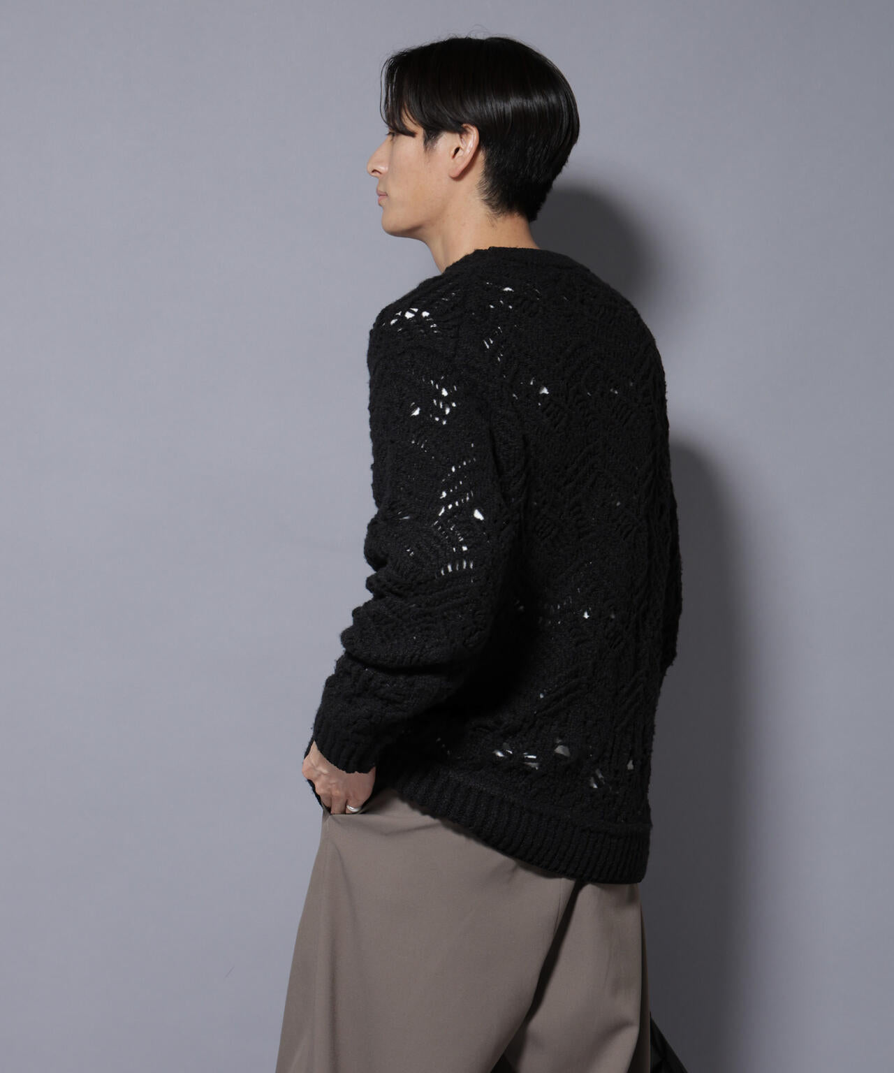 透かし編み クルーネックニット