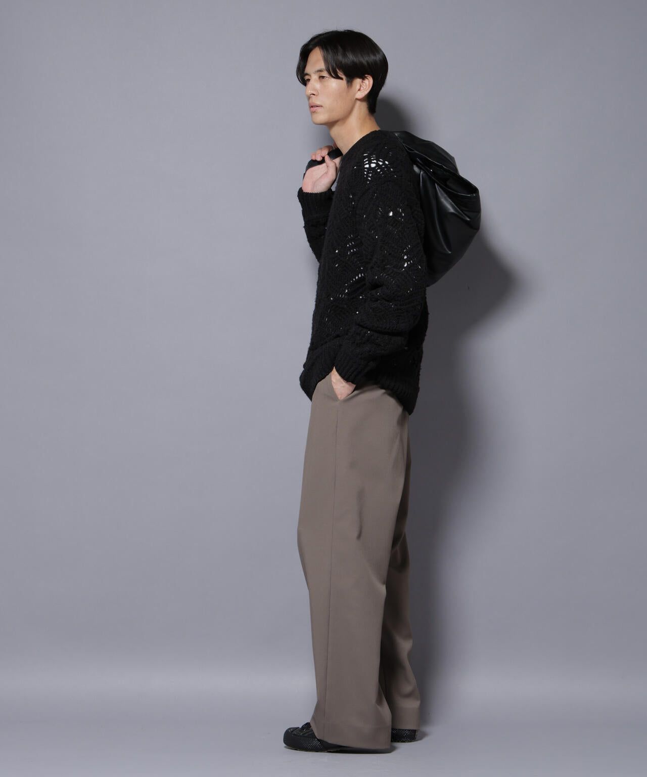 透かし編み クルーネックニット