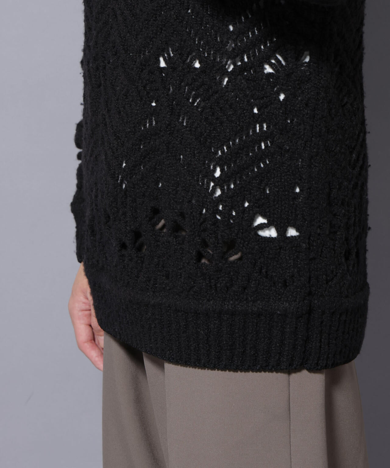 透かし編み クルーネックニット