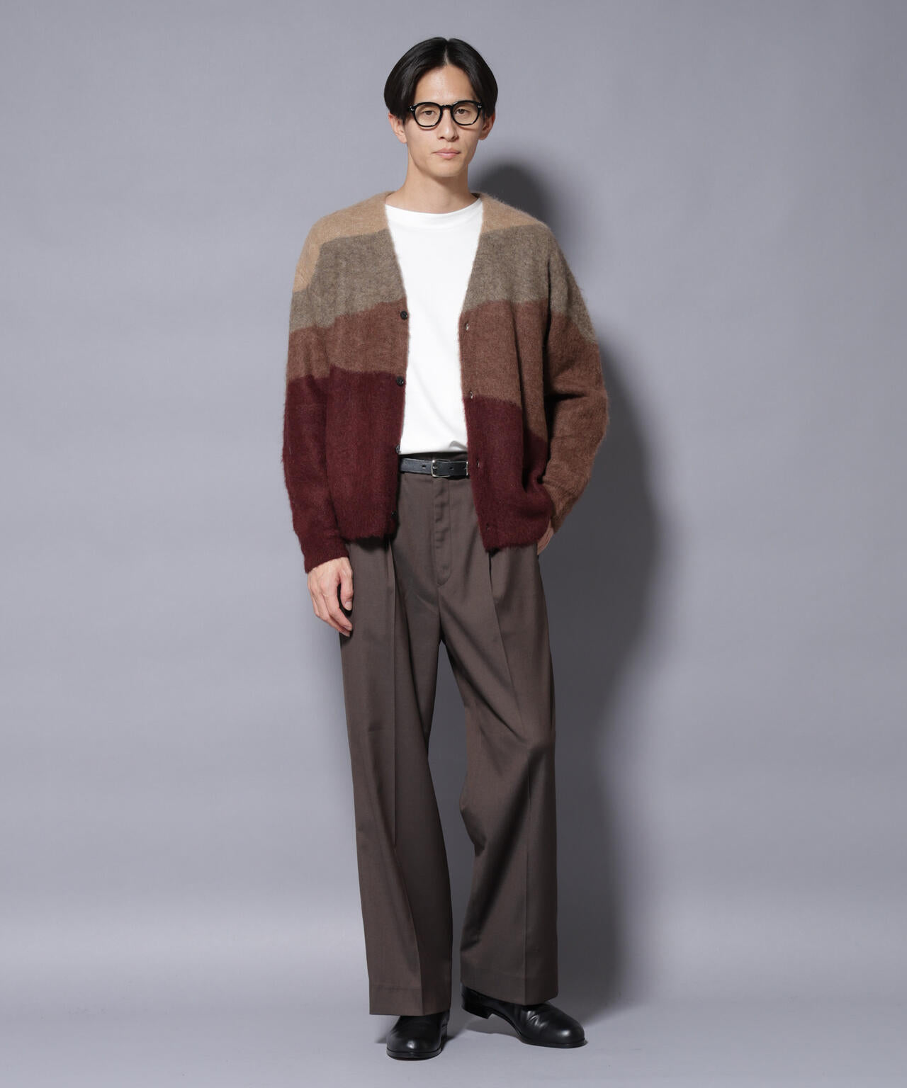 「COFIL」 SCIARADA モヘヤ混 ランドスケープニットカーディガン