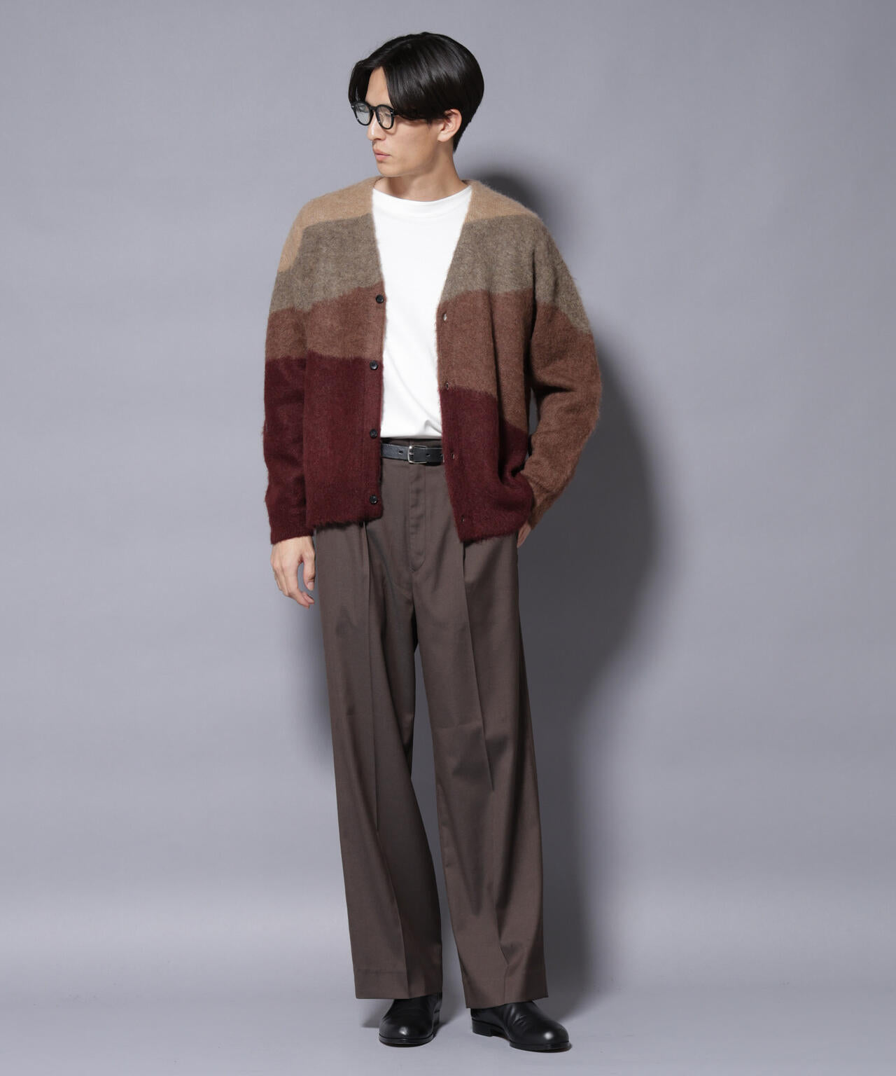 「COFIL」 SCIARADA モヘヤ混 ランドスケープニットカーディガン