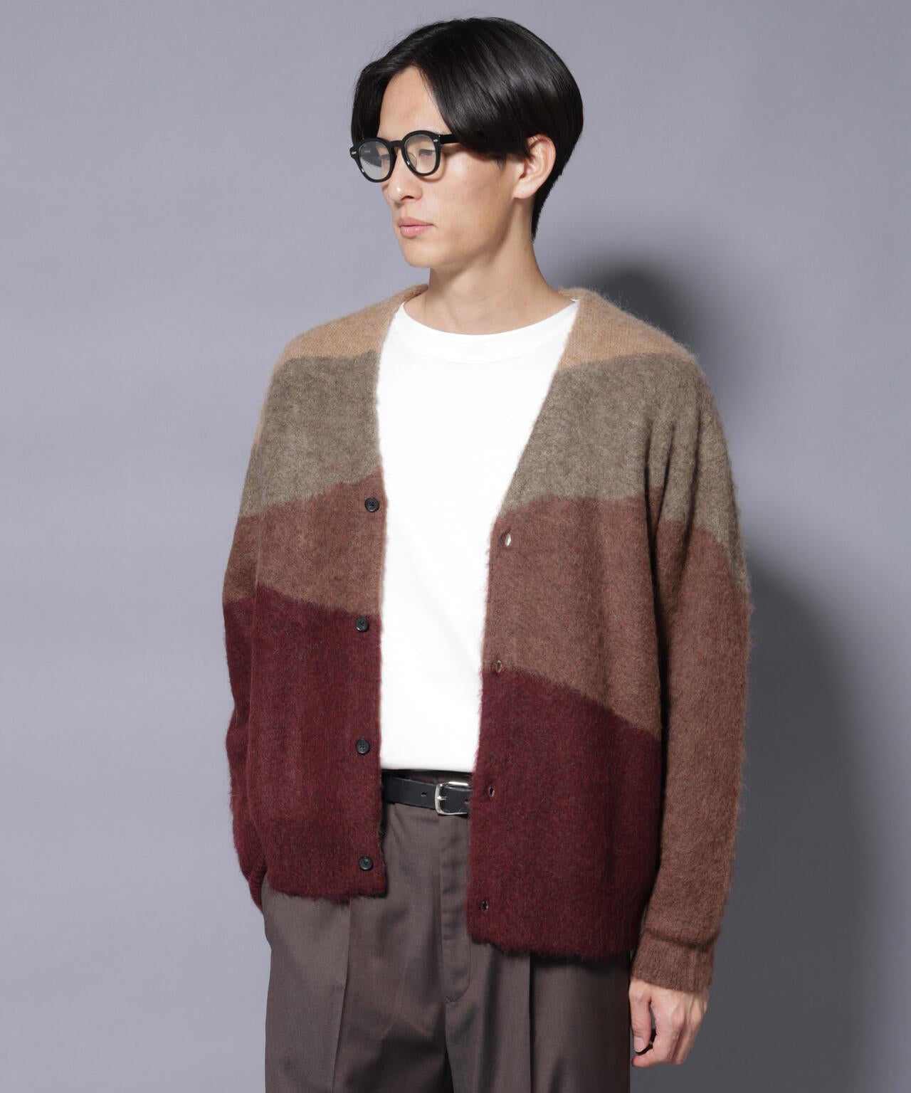 「COFIL」 SCIARADA モヘヤ混 ランドスケープニットカーディガン