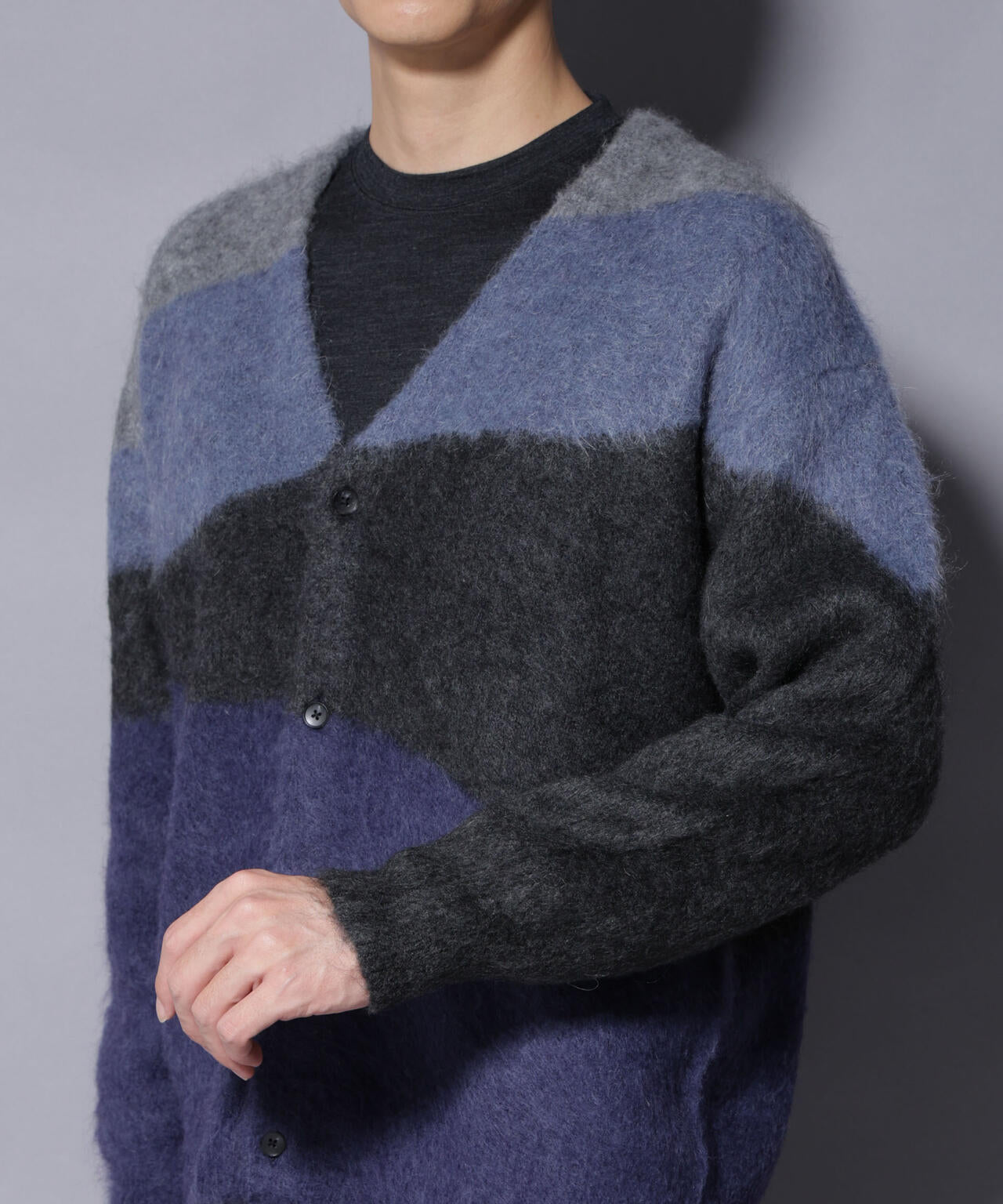 「COFIL」 SCIARADA モヘヤ混 ランドスケープニットカーディガン