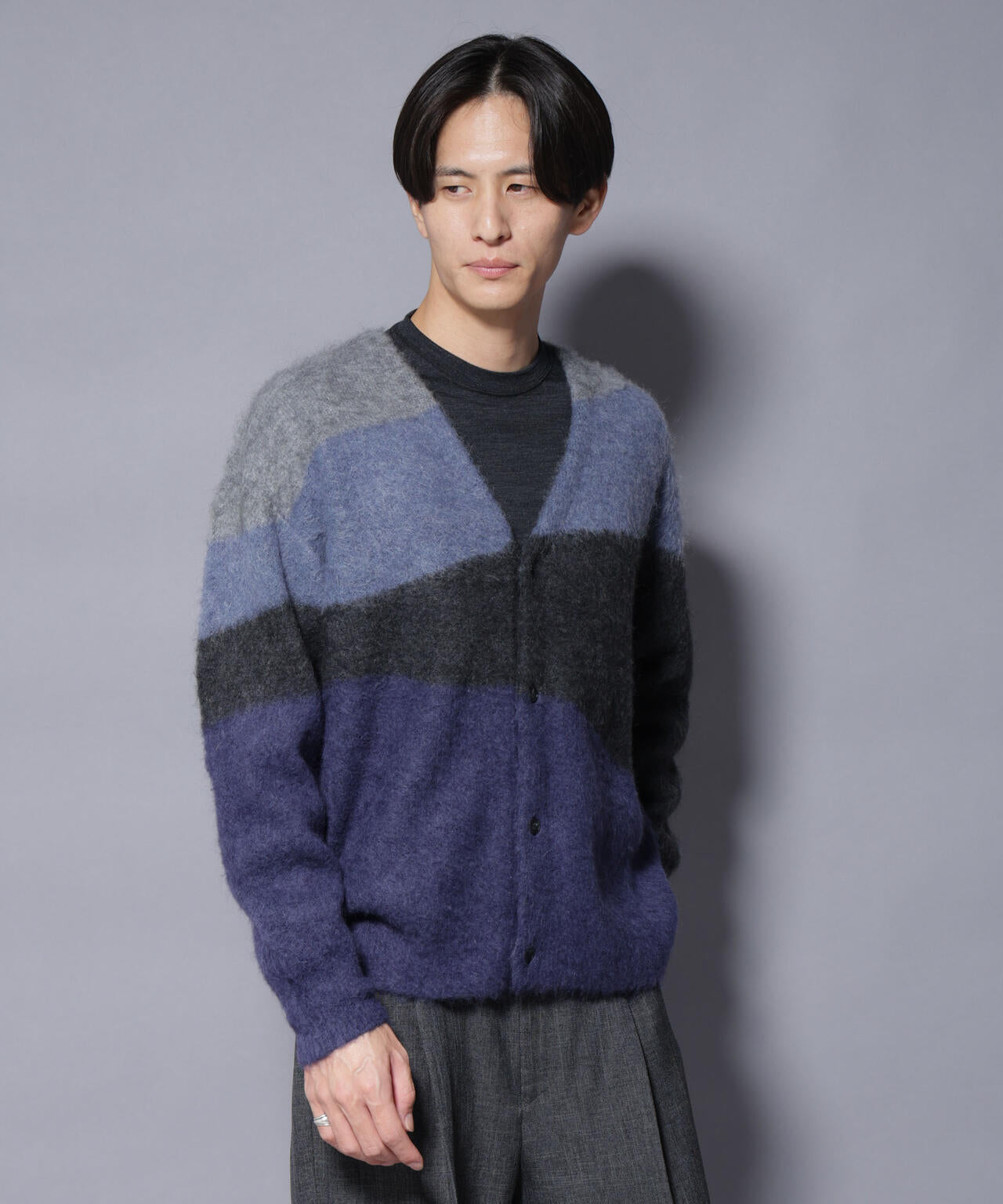 「COFIL」 SCIARADA モヘヤ混 ランドスケープニットカーディガン