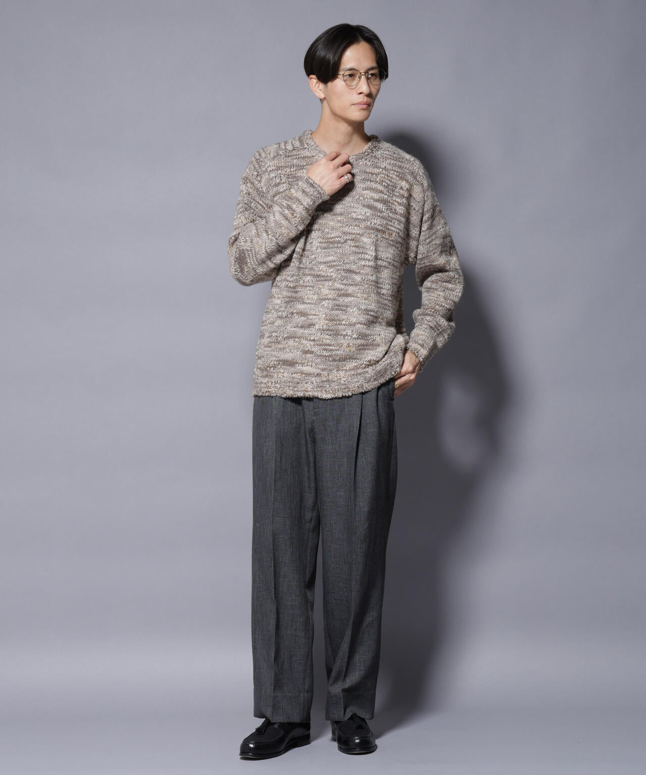 「COFIL」 PAVONE HOLIDAY メランジクルーネックニット