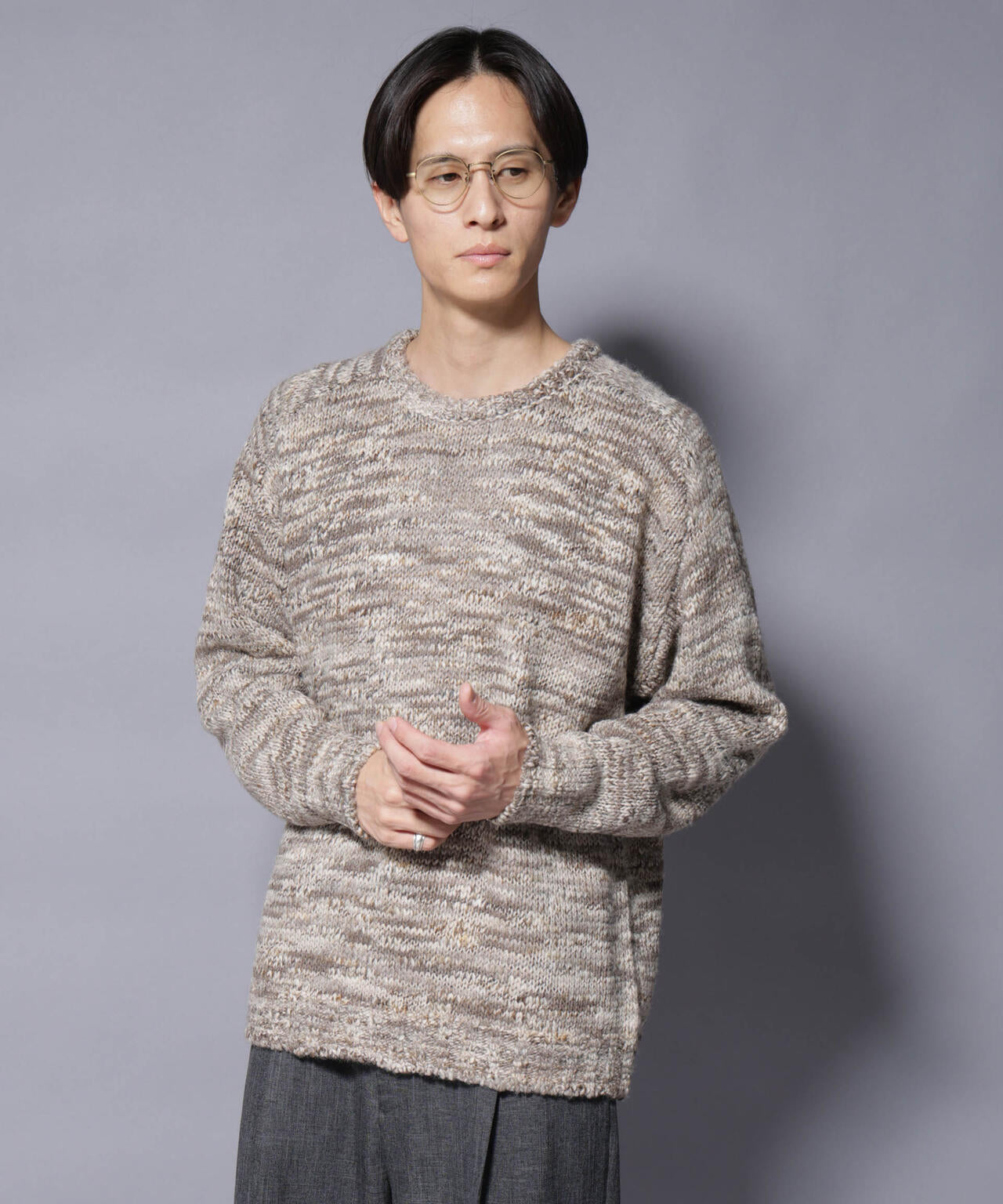 「COFIL」 PAVONE HOLIDAY メランジクルーネックニット