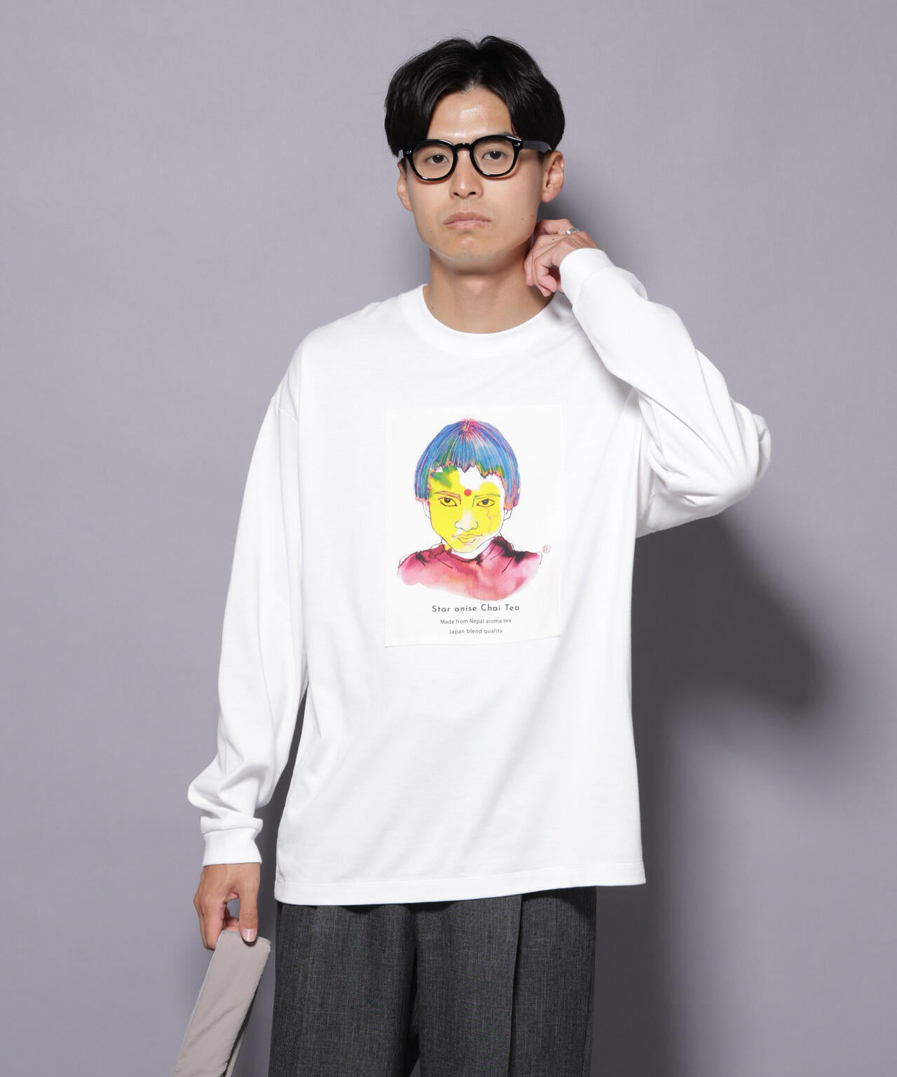 Anti Soaked(R)×SUNCHAIポートレート汗染み防止 Tシャツ長袖