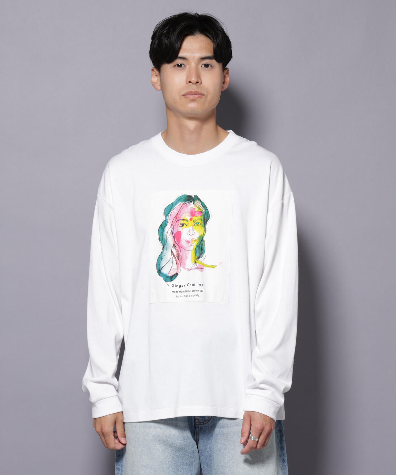 Anti Soaked(R)×SUNCHAIポートレート汗染み防止 Tシャツ長袖