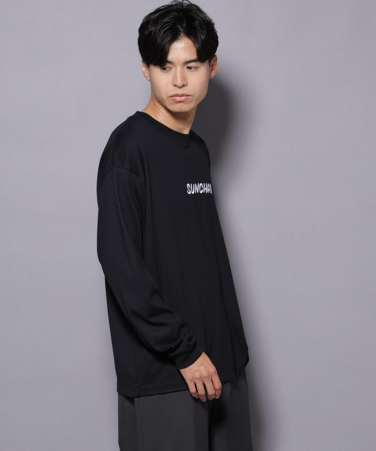 Anti Soaked(R)×SUNCHAI ロゴ刺繍 汗染み防止 Tシャツ長袖