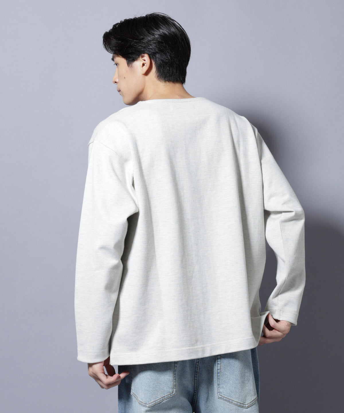 天竺ヘビーコットンボートネックTシャツ 長袖