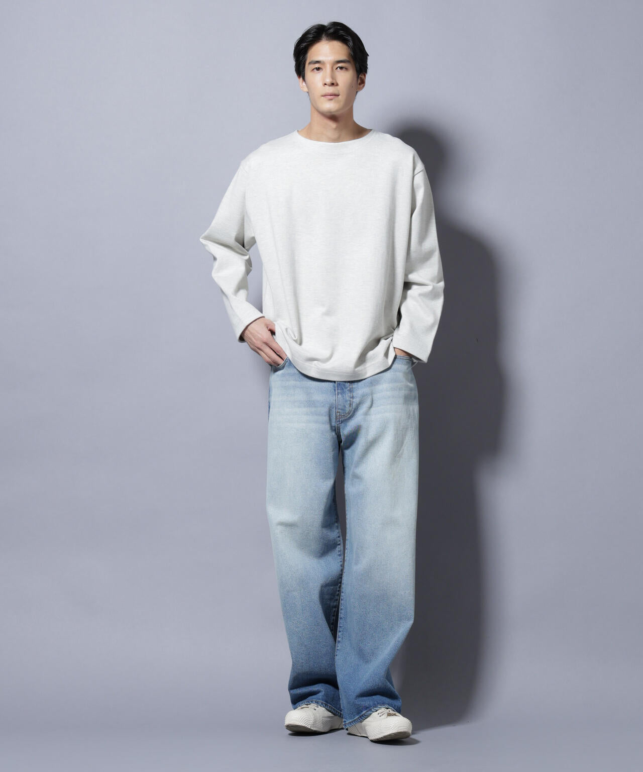 天竺ヘビーコットンボートネックTシャツ 長袖