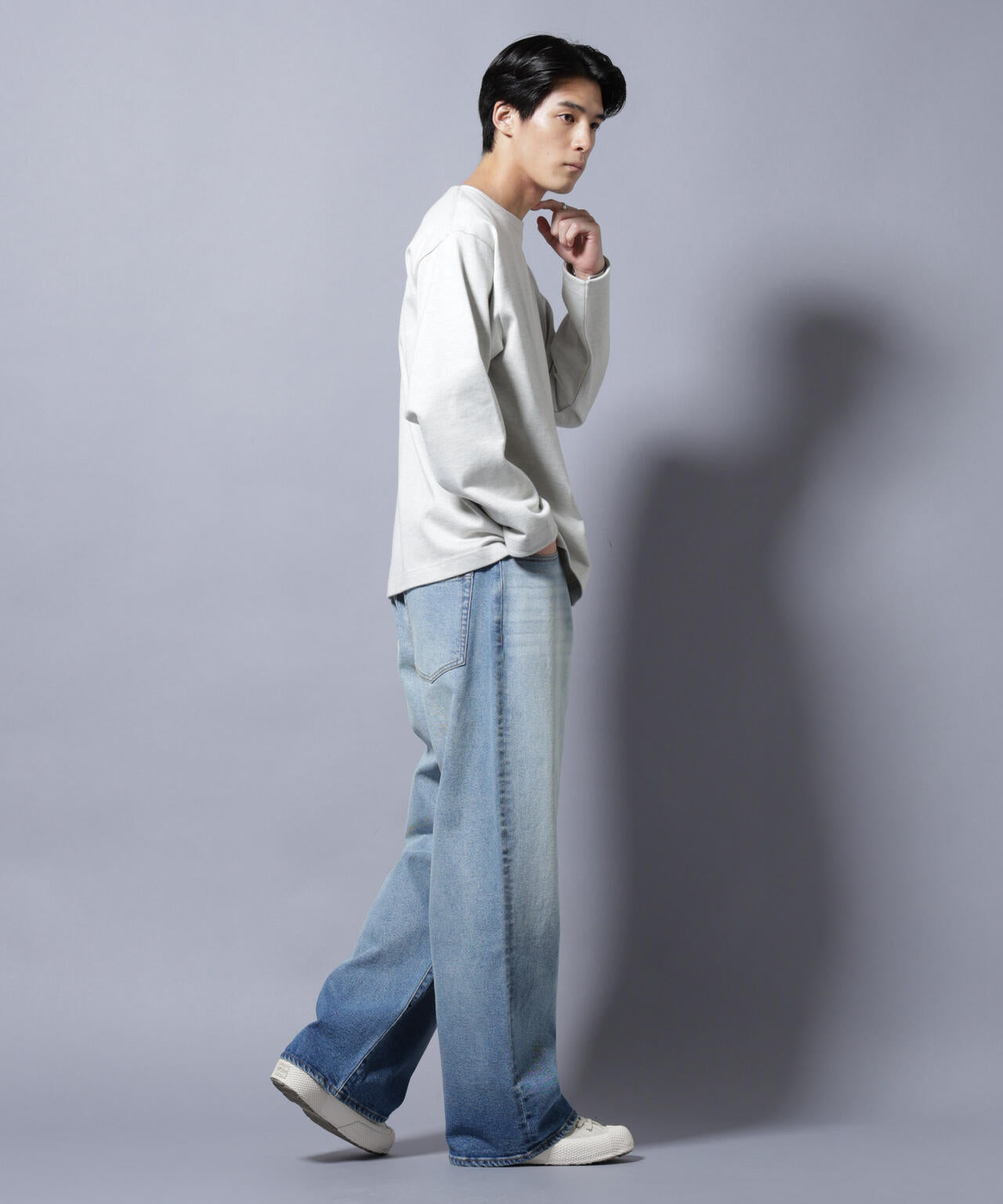 天竺ヘビーコットンボートネックTシャツ 長袖