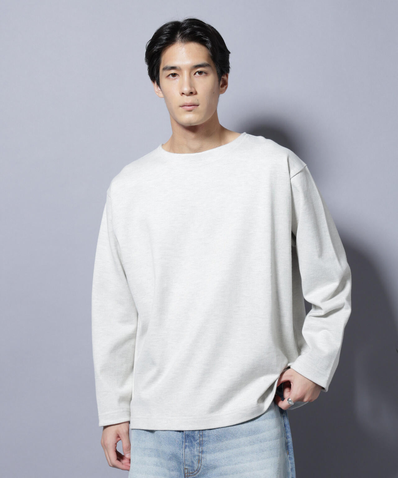 天竺ヘビーコットンボートネックTシャツ 長袖