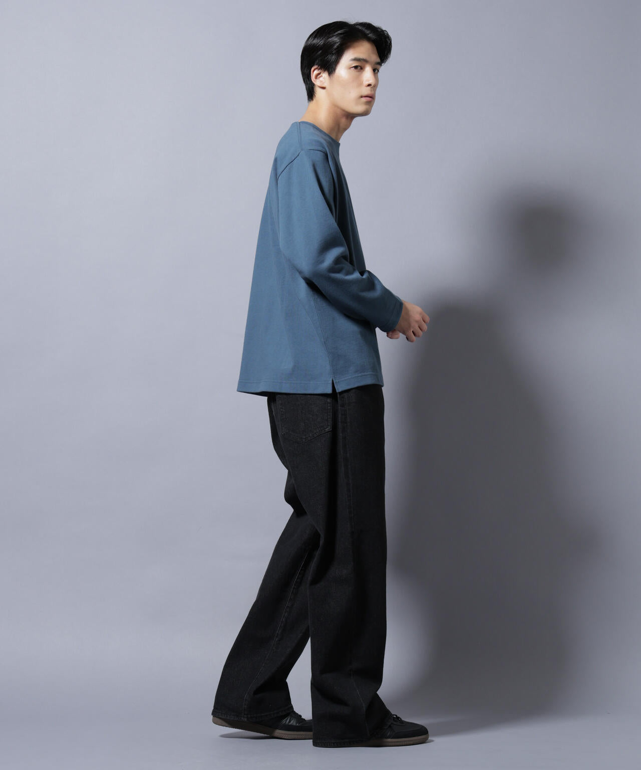 天竺ヘビーコットンボートネックTシャツ 長袖