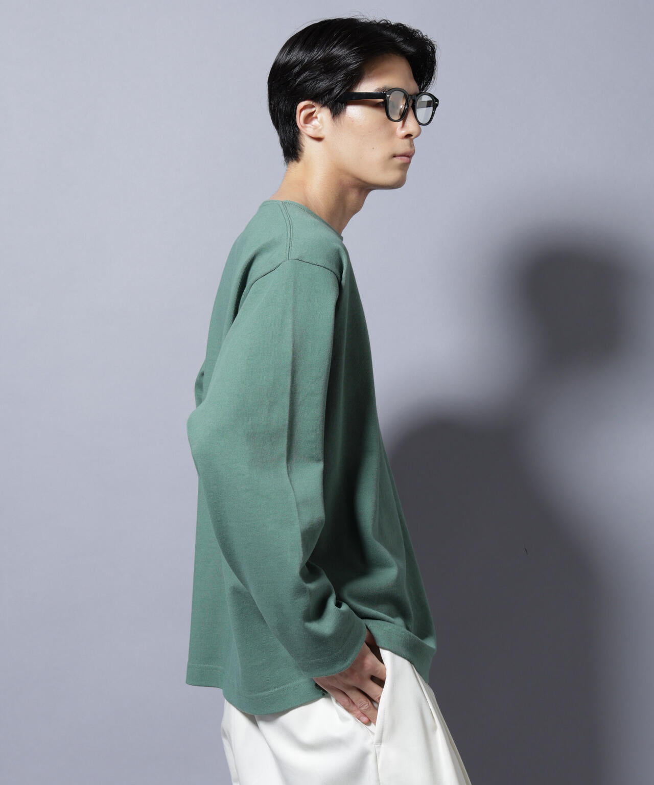 天竺ヘビーコットンボートネックTシャツ 長袖