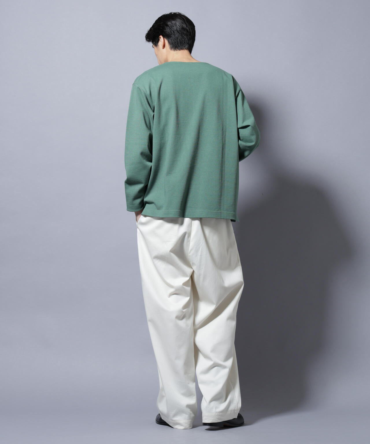 天竺ヘビーコットンボートネックTシャツ 長袖