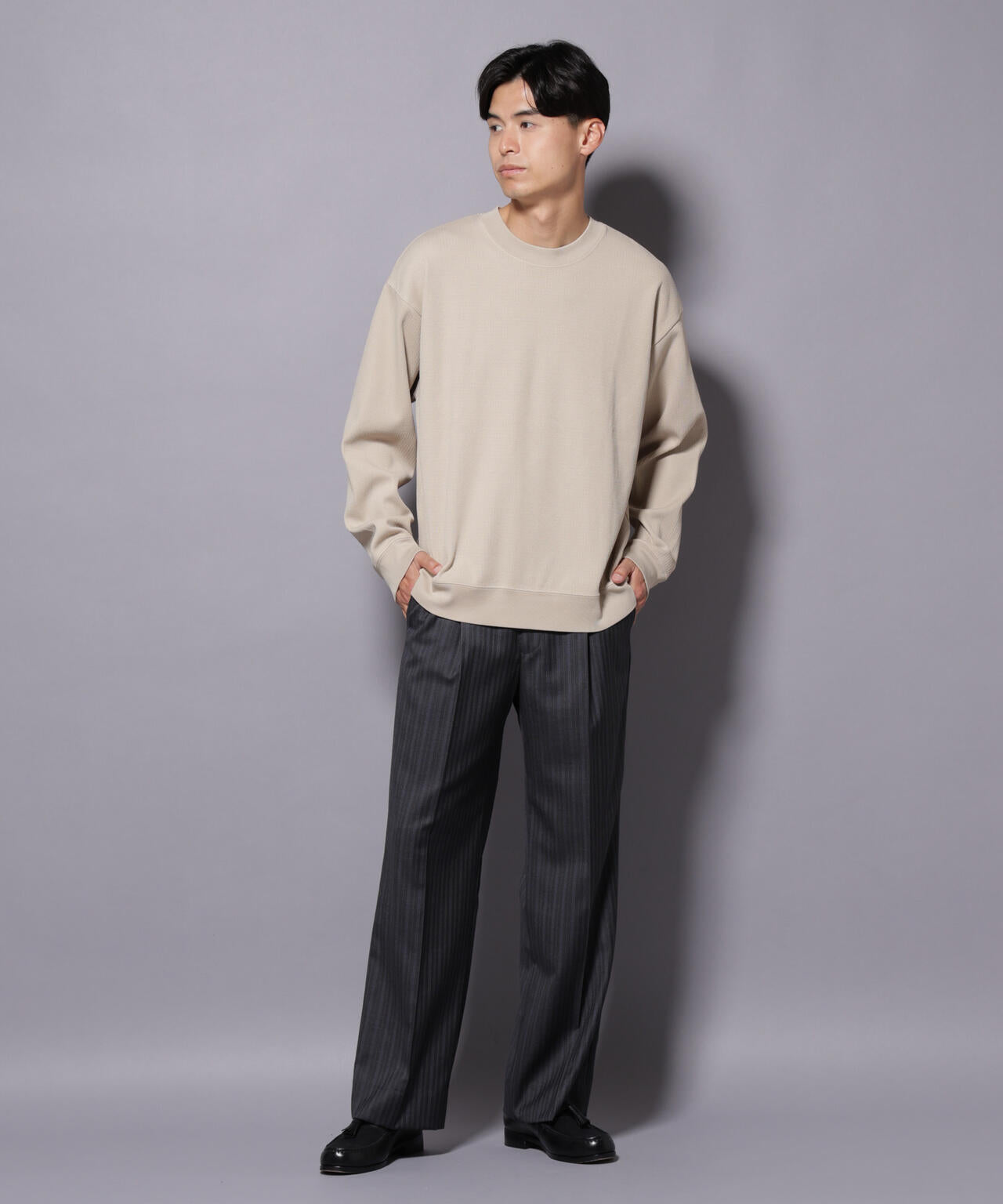 コットンガーメントダイサーマルクルーネックプルオーバー