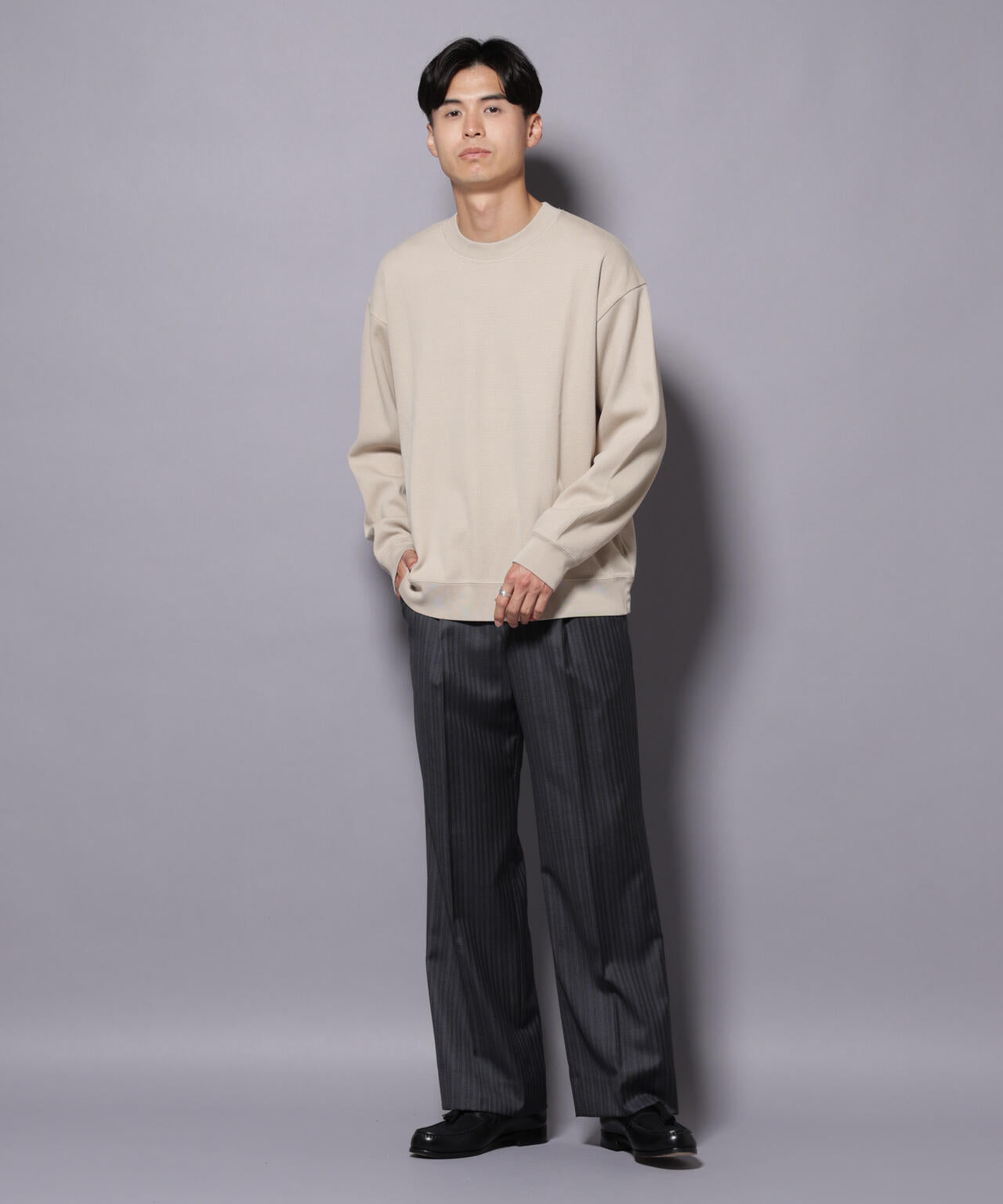 コットンガーメントダイサーマルクルーネックプルオーバー