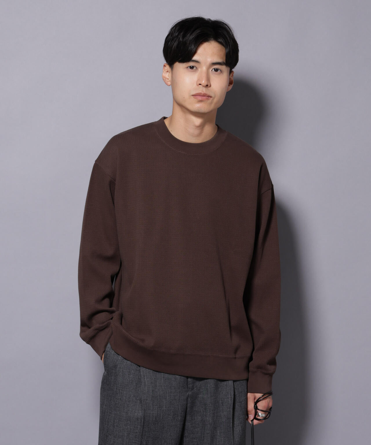 コットンガーメントダイサーマルクルーネックプルオーバー