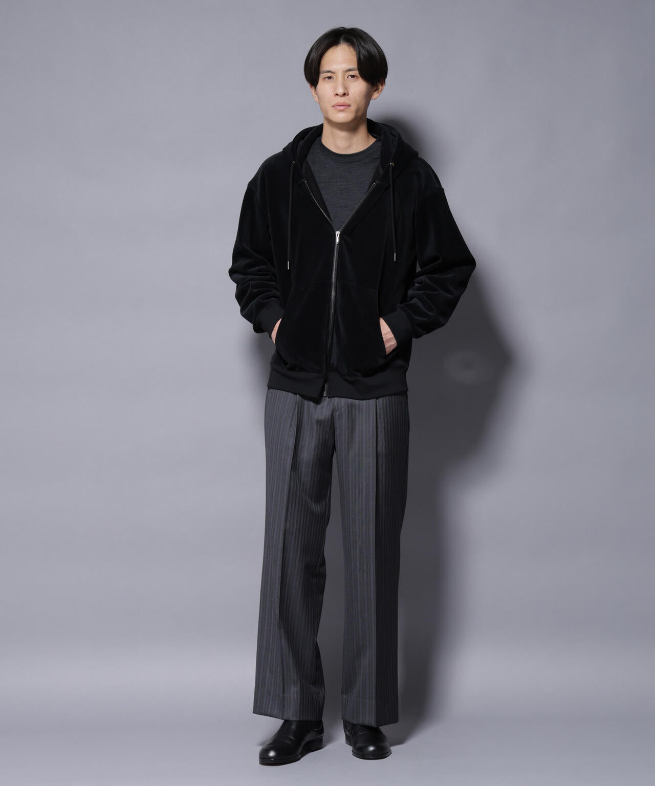 クロコ加工フリース ZIPパーカ