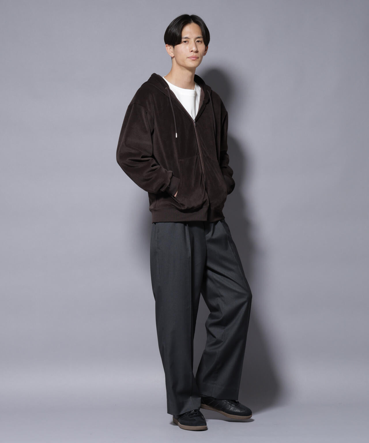 クロコ加工フリース ZIPパーカ