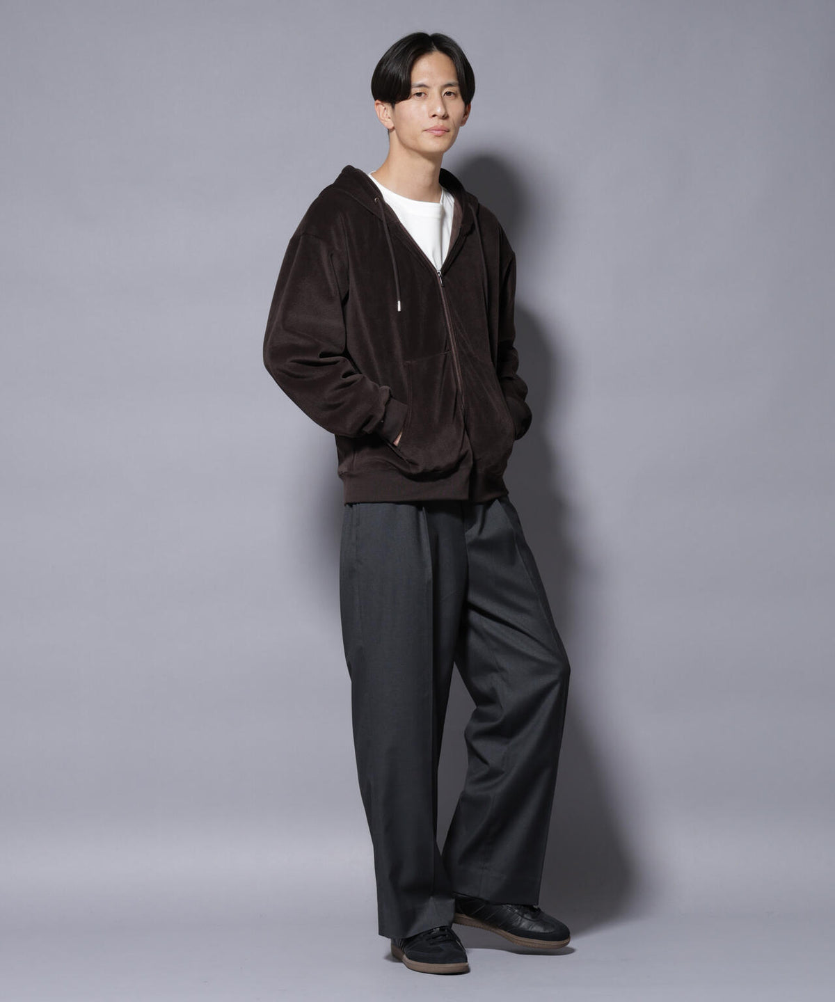 クロコ加工フリース ZIPパーカ