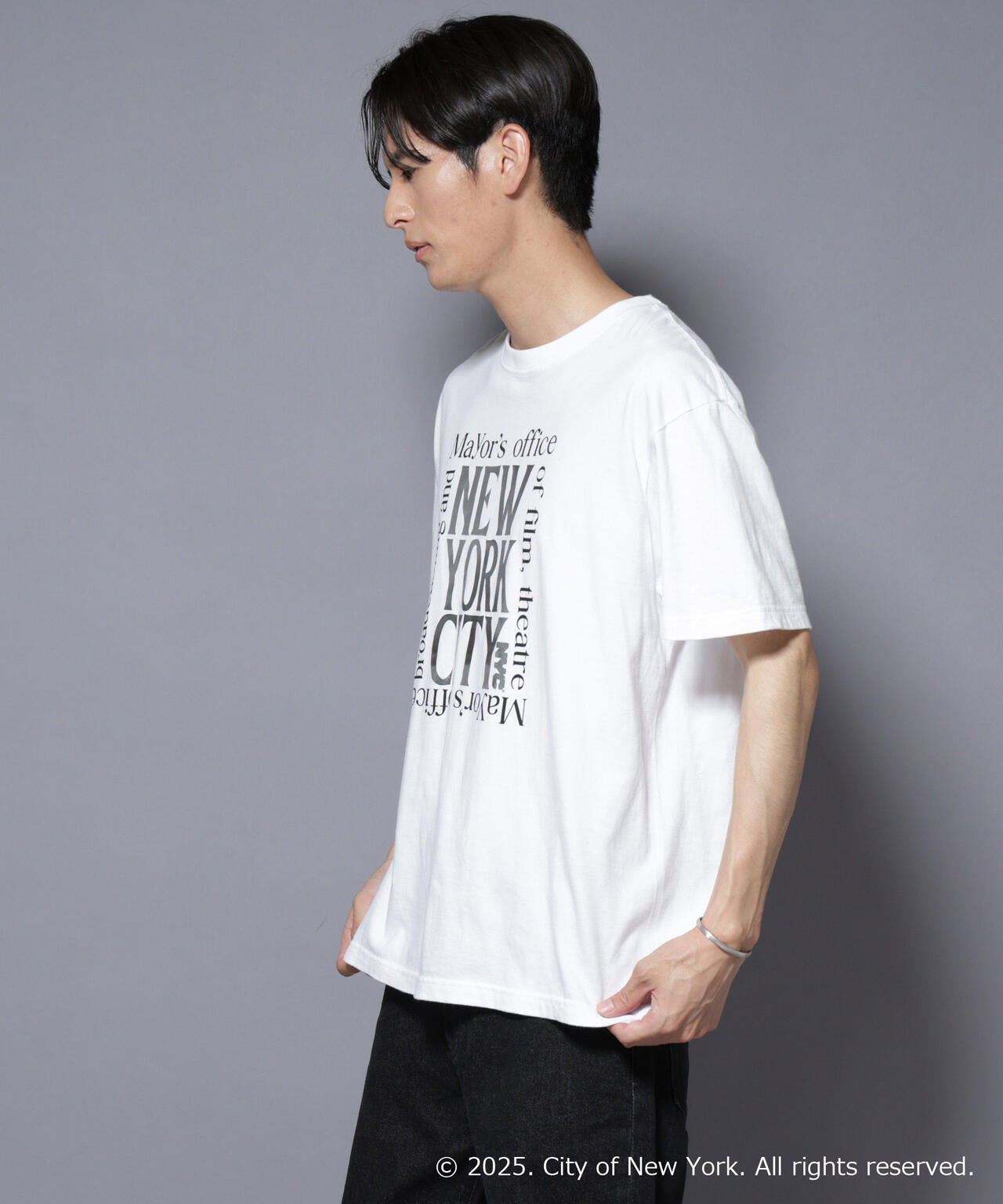 別注GOOD ROCK SPEED NYC シルバー箔プリントTシャツ
